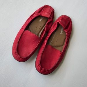 Hush Puppies Red Leather Suede Comfort Flats
